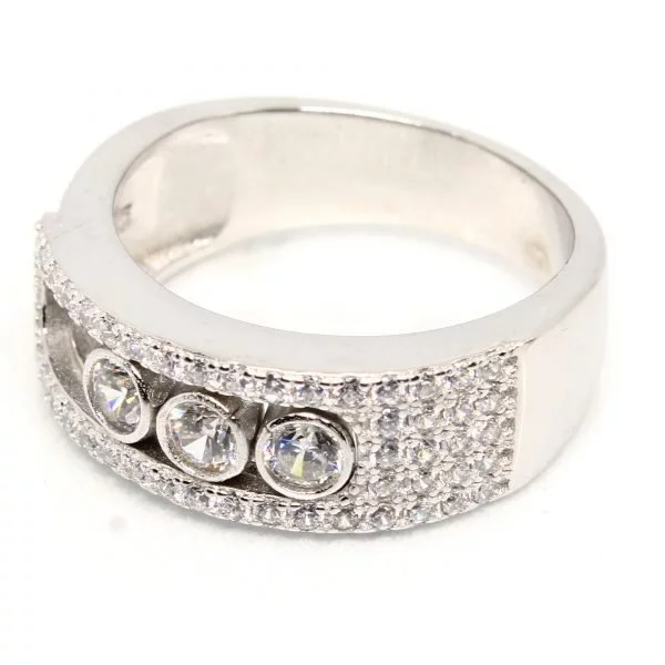 925 Sterling Silver Moving Diamond Ring 5.300 g